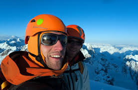 John Frieh and Doug Shepherd on the summit of Mt. Dickey, after finishing their new route up the northeast face and ridge. [Photo] John Frieh - dickey-summit