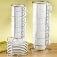 Stackable coffee cups with rack