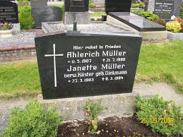 Grab von Janette Müller (geb. Diekmann) (verw. Köster) (27.03.1903 ...
