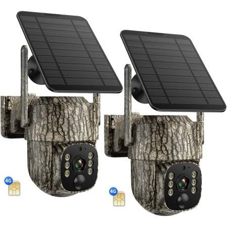 Campark 4G LTE Cellular Trail Camera 2 Pack Game Cameras Built-in SIM Card Hunting Cameras Solar Wireless Battery with 360 View & Playback