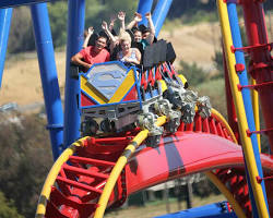 Image of Superman: Ultimate Flight roller coaster at Six Flags Over Texas