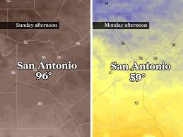 San Antonio temperatures plunge nearly 40 degrees after powerful cold front