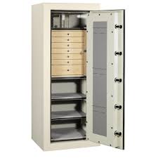 Tall Jewelry Safe in Tan - 7 Curly Maple Drawers | Casoro