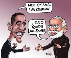 Image result for Modi OBAMA CARTOON
