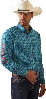 Amazon.com: Ariat Male Team Solomon Classic Fit Shirt Blue Teal Small : Clothing, Shoes & Jewelry