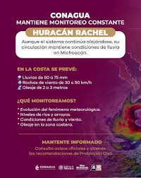 Ante paso del huracán Rachel, Conagua Michoacán emite recomendaciones