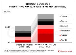 Infographic: iPhone 17 Pro Max vs iPhone 18 Pro Max (E) BoM Cost Comparison