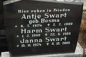 Grab von Antje Swart (geb. Bosma) (06.07.1924-02.02.1980 ...