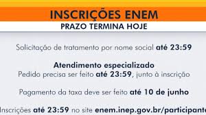Prazo para inscrição no Enem termina hoje