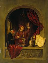 A Niche-Scene with a Physician Examining a Urine Flask