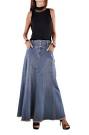 Womens full length denim skirt ladies maxi long skirt (68) at Amazon