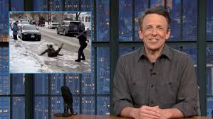 Seth Meyers Tickled by ICE Agent Slipping on Ice: 'You Know Where He Landed? On the Nose' | Video