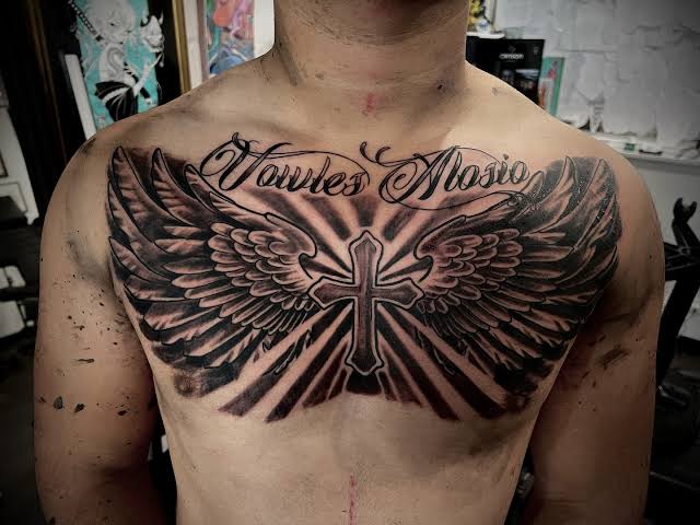 Smashed this Wings & Cross chest piece today! 4.5 hours to from ...