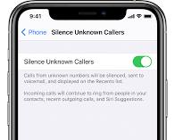 Image of iPhone Silence Unknown Callers