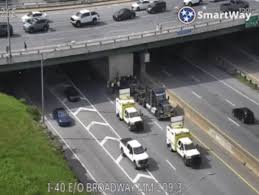 I-40 closed downtown after truck hits Broadway overpass bridge