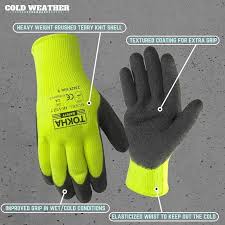Hi – Viz 7 Black Latex Coated Work Glove With Yellow Thermal ...