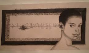 &quot;Cô gái mù&quot; của Nguyễn Minh Thành, 151 x 80cm, màu nước trên giấy dó - Co-gai-mu