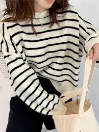 Emmiol Free shipping 2026 Back Buttoned Striped Pullover