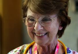 Katie Ripley, 29, listens to Marjorie Shibler, 73, on Thursday, Feb. 18, 2010 at Chesapeake General Hospital. Shibler, a nurse from Virginia Beach, ... - 424991000