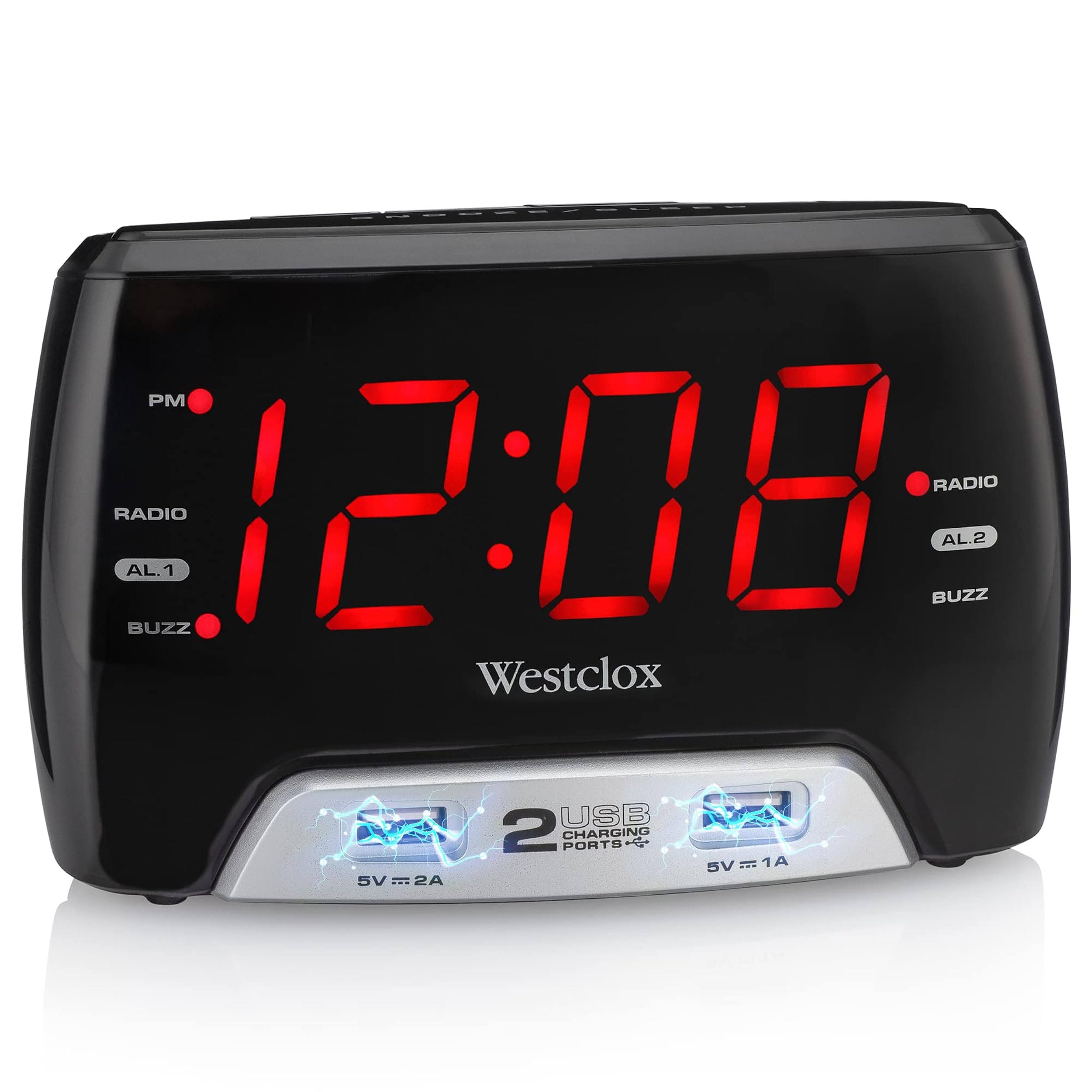 Westclox FM Clock Radio Dual USB Ports