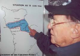 Robert &#39;Bob&#39; Carleton shows where he landed during D-Day - vet_sto_carleton_3