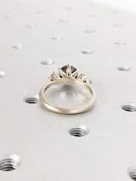Art Deco Salt and Pepper Diamond Ring, 14k White Gold Ring, Matte Finished Wedding Ring, G