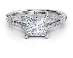 Image of Princess cut diamond split shank setting ring