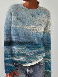 Dreamy Seascape Wool Art Cozy Sweater - Product from niceshes