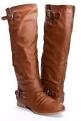 Brown leather knee boots