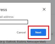 Image of Verify forwarding address popup window