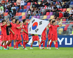 South Korean national football team celebrating a victory