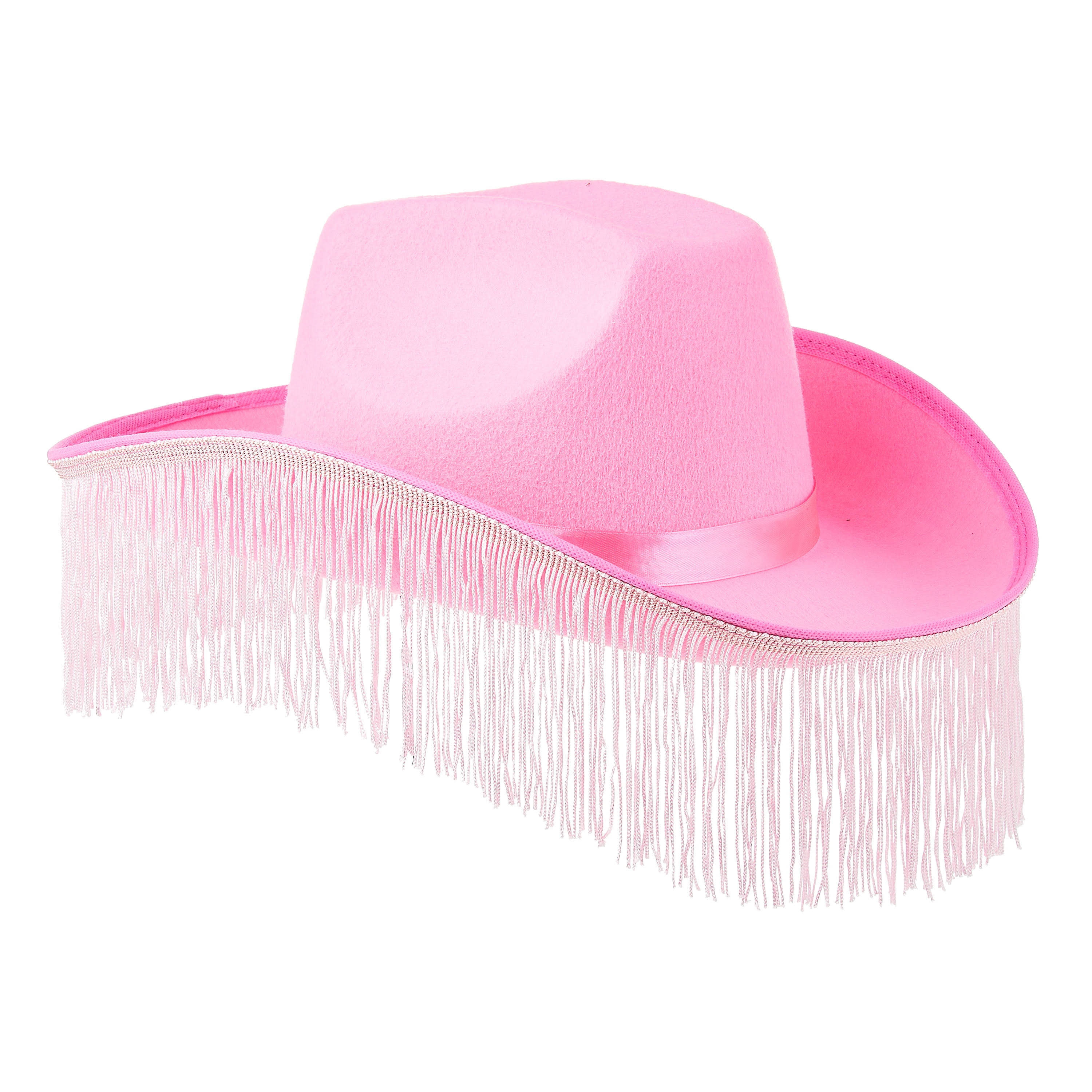 Pink Cowboy Hat with White Fringe
