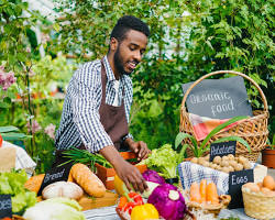 Image de Person Selling Baked Goods at Farmers Market