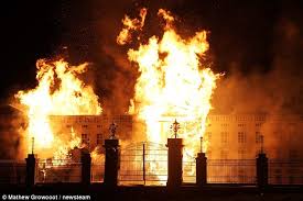 Image result for burning mansion