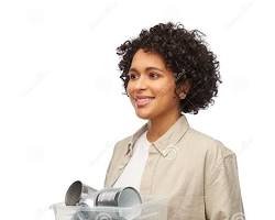 Image of someone happily sorting metal recyclables