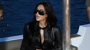 Kim Kardashian Rocks Full Leather Look as She Arrives in Monaco to Support Boyfriend Lewis Hamilton at Grand Prix