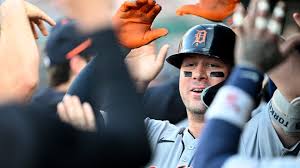 Detroit Tigers' Spencer Torkelson celebrating home run