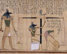 Image of Book of the Dead papyrus found in tombs, illustrating the rituals and spells believed to guide the deceased in the afterlife.