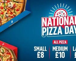 Image of National Pizza Day celebration with friends and family