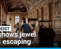 صورة Louvre Museum jewelry theft heist scene security footage concept