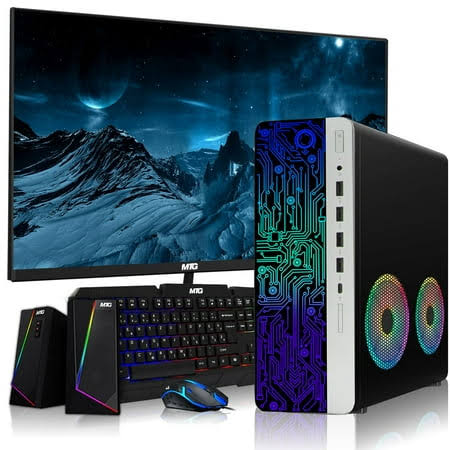 Restored HP G4 Desktop Computer PC AMD Pro A10-9700 Ram Ssd Monitor,RGB Speaker,RGB Keyboard with AI-Enabled Copilot Key