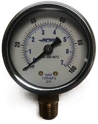2" Pressure Gauge, 0-100 psi, Stainless Steel Case, 1/4" NPT ...