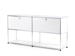 USM Haller Sideboard L with 2 Drop-down Doors, Lower Tier Structure, Pure white RAL 9010 | USM Haller | Sideboards - Designer furniture from smow