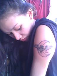 Bat And Crescent Moon Tattoo on Girl&#39;s Sleeve - crescent-moon-tattoo-meaning-bat-and-crescent-moon-tattoo-reader-submissions-my-favorite-tattoo-43664