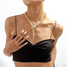 Angyape Gold Snake Necklace for Women, Trendy Bendable Chunky Statement Rhinestone Choker Flexible Exaggerated Medusa Necklace for Teen Girls - Product from Amazon.com