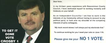 From the 2004 Local elections, Independent candidate Tom Crosby running in the Strokestown LEA for Roscommon County Council. Tom Crosby was initially ... - tcrosby04a