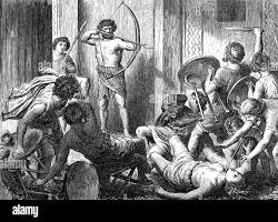 Image of Odyssey Book 22 classical art Slaughter of the Suitors and Battle in the Hall