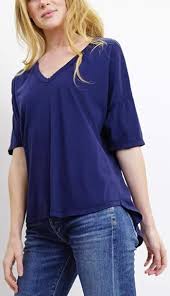 COTTON INNOVATION Women's T Shirt - Preshrunk Garment Dyed Cotton Jersey Casual Short Sleeve Dolman V Neck Top Tee Tshirt 1131-CJ Indigo S at Amazon Women's Clothing store