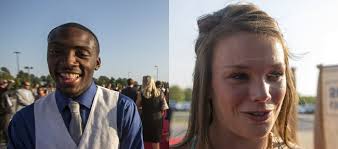 Kansas University track athletes Michael Stigler, left, and Andrea Geubelle were named athletes of the year at the Rock Chalk Choice Awards on Sunday, Sept. - sweepcrop_t650