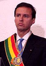 Abb.: Jorge Quiroga Ramirez, Präsident Boliviens 2001-2002. Wahlrecht: Für alle verheirateten Bürger besteht ab 18 ... - boliv01254